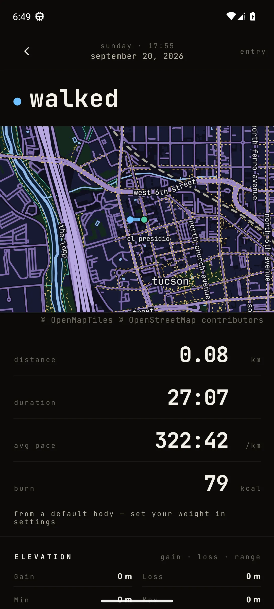 Workout detail with route map